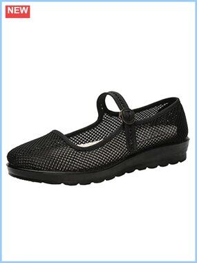 Women's Mesh Mary Jane Flats Breathable Adjustable Summer Work Shoes